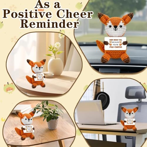 Handmade Crochet Fox Gift - Positive Inspirational Desk Decor