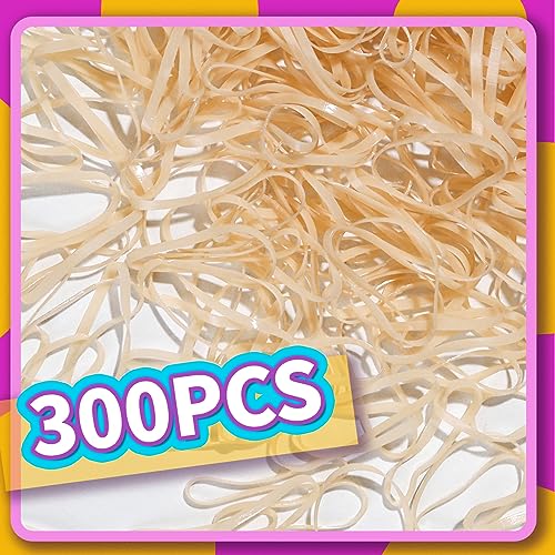 Teenitor 300pcs Beige Hair Ties - Strong, Soft & Stretchy Elastics