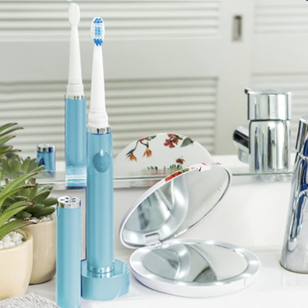 Pop Sonic Ultimate Pro Rechargeable Toothbrush (Hawaiian Blue) - 40,000 Strokes/Min - Long-Lasting Nylon Bristles - Teens & Adults with Quadrant Pacer & Timer