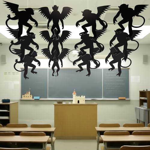 Wizard Hanging Monkey Decorations - 12 Pcs Black Garland for Parties