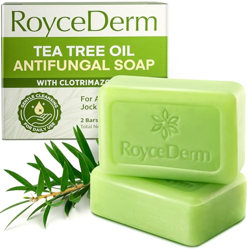 Roycederm Antifungal Bar Soap with Tea Tree Oil - 4 Ounce Pack of 2 for Athlete’s Foot, Jock Itch & Ringworm Treatment
