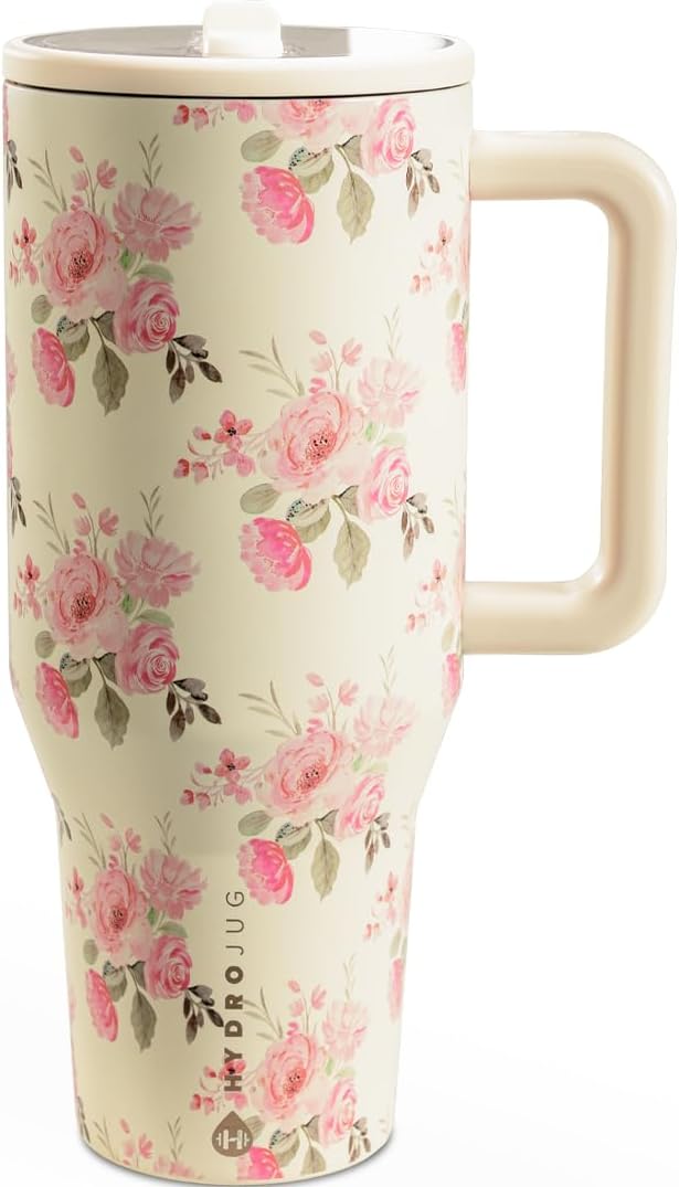 HydroJug 32 oz Insulated Water Bottle - Leak Resistant with Handle & Flip Straw | Pink Sand
