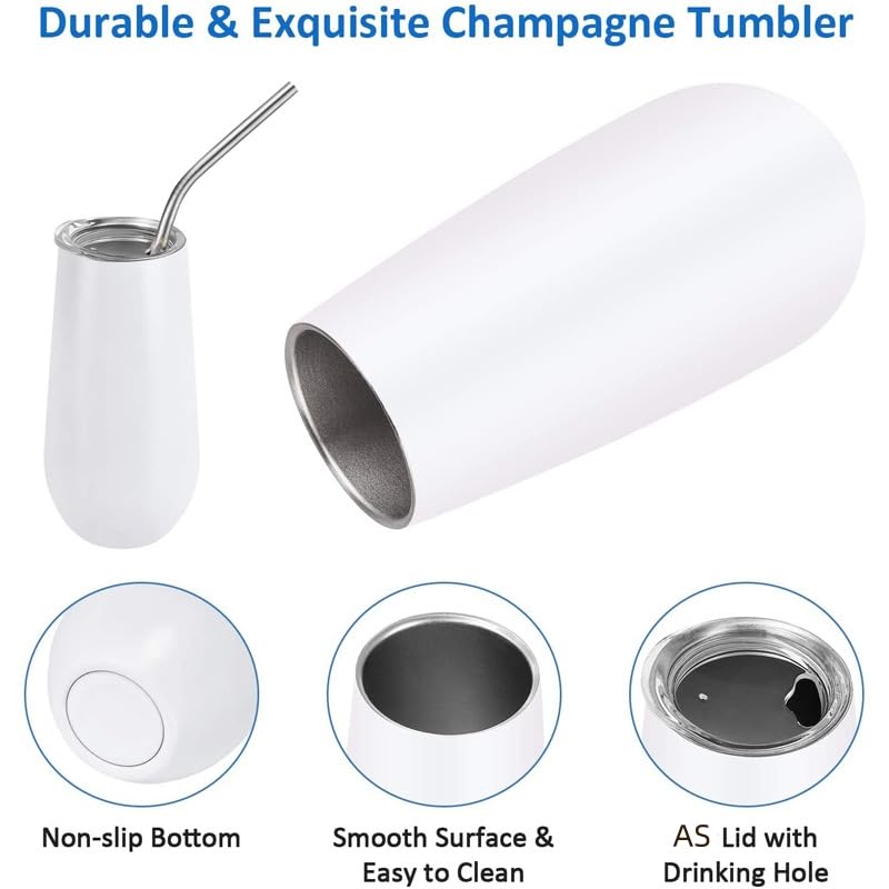 6 oz Stainless Steel Insulated Champagne Tumbler with Lid