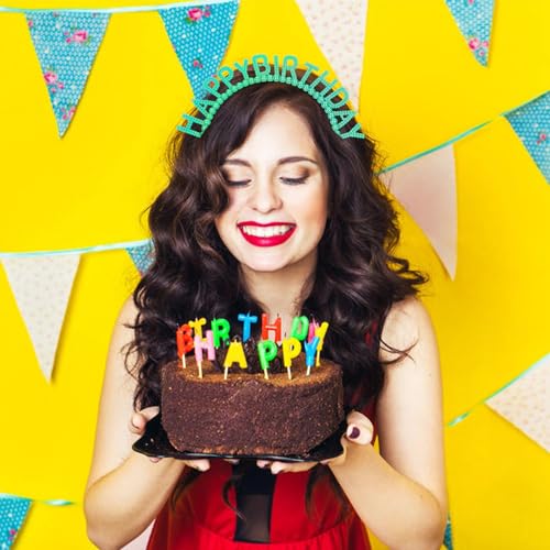 Cinaci 10 Pieces Sparkly Bead Plasitc Happy Birthday Headbands Crowns