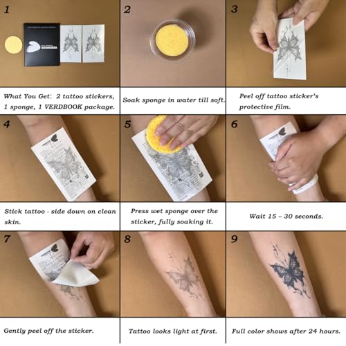 VERDBOOK Sacred Cherub Angel Temporary Tattoos 2 Sheets - Waterproof & Long-Lasting, Mystical Body Stickers for Adults