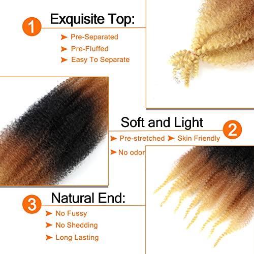 RENJOING 24 Inch Afro Spring Twist Hair Extensions - 3 Pack Crochet Braids