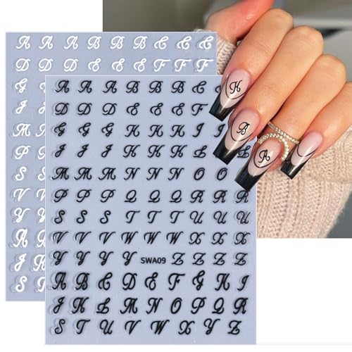 8 Sheets 3D English Letter Nail Stickers for DIY Nail Art