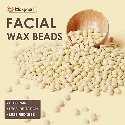 Maxpearl Wax Beads for Facial Hair Removal, 1LB Hypoallergenic Hard