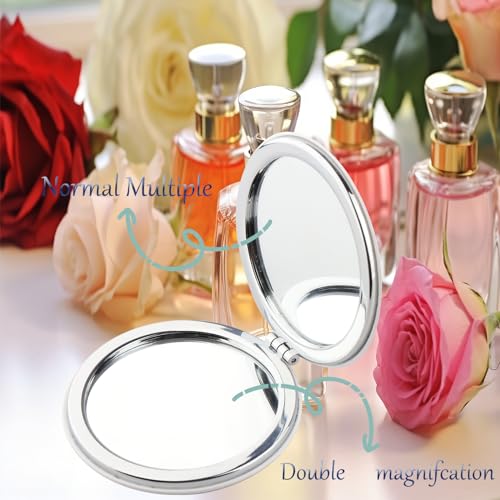 LQRI Musical Makeup Mirror - Silver Hand-Held Cosmetic Mirror for Fans
