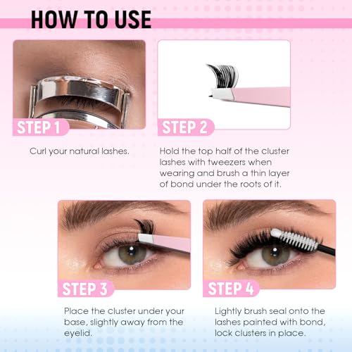 FADLASH 60D+80D/100D Lash Clusters Kit 10-18mm with Bond & Tweezers