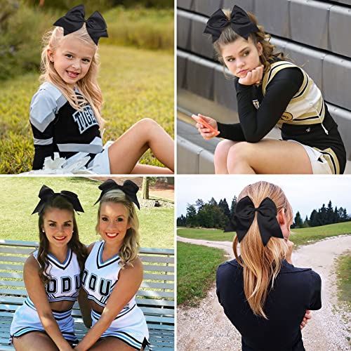 8 Inch Cheer Hair Bows - 2 Pack Large Bows for Girls with Ponytail Holder