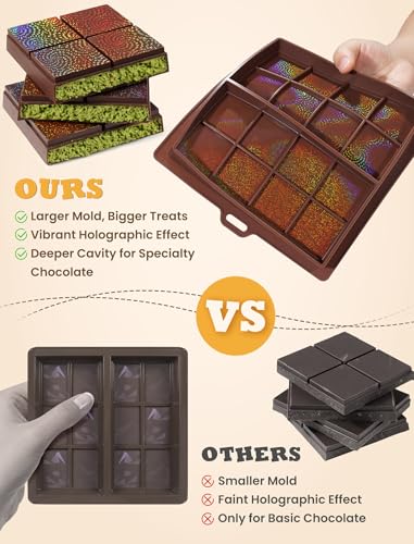 NiHome Holographic Chocolate Molds - Silicone Bar Mold for DIY Treats