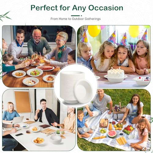 OasisSN 128-Pack Compostable Paper Bowls - Eco-Friendly, Heavy-Duty, Microwave & Freezer Safe for Desserts & Snacks