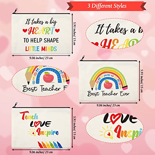 Rainbow Teacher Appreciation Makeup & Cosmetic Bags Set - 15 Pcs Gift for Women
