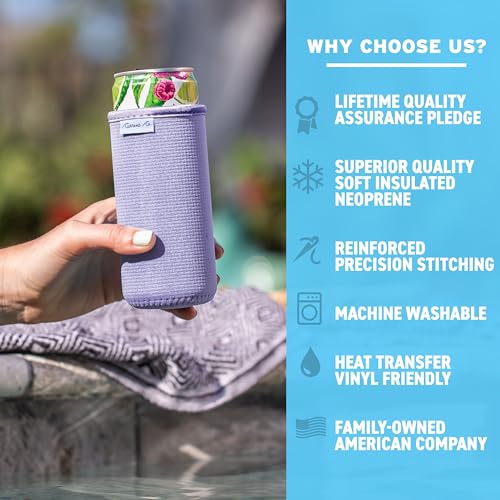 Slim Can Cooler Sleeves - 6-Pack Insulated Neoprene Koozies for Seltzers & Beers