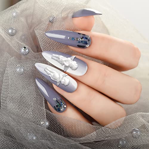 90PCS White Embossed Angel Nail Charms For Acrylic Nails 3D Baby Art