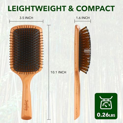 Jorplixy Wooden Paddle Hair Brush - Detangling Brush for All Hair Types