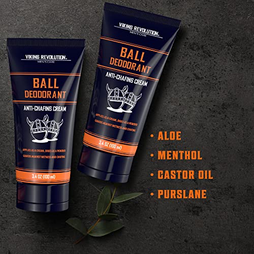 Viking Revolution Men's Balls Deodorant 3.4 oz, 2 Pack - Talc-Free & Anti-Chafing