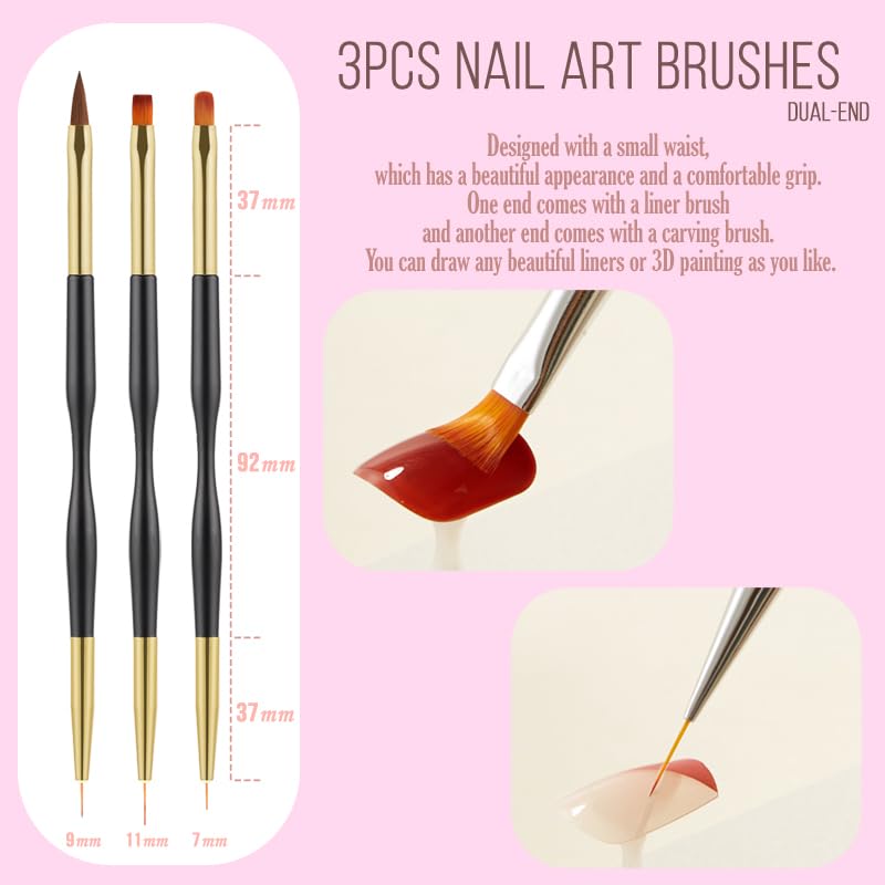 Nail Art Brushes Set - 29PCS Dotting Tools & Palette Kit for Gel Polish | Detail Design Pens for Nail Drawing