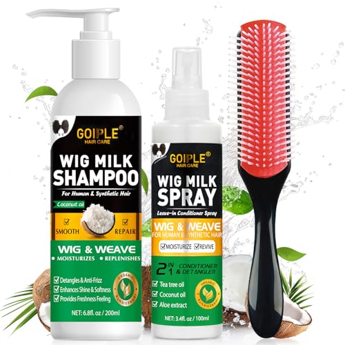 Goiple Synthetic & Human Wig Shampoo & Detangler Spray - Hydrating 2-in-1 Wig Care Kit