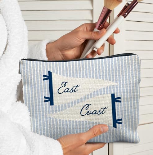 Elpwk Coastal-East Coast Nautical Striped Makeup Bag for Women - Beach & Travel Organizer