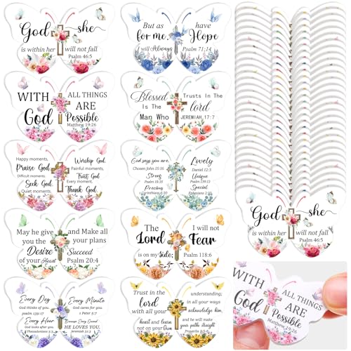 Lothee Butterfly Religious Nail File Set - 80 Pcs Mini Emery Boards with Bible Verse & Butterfly Design