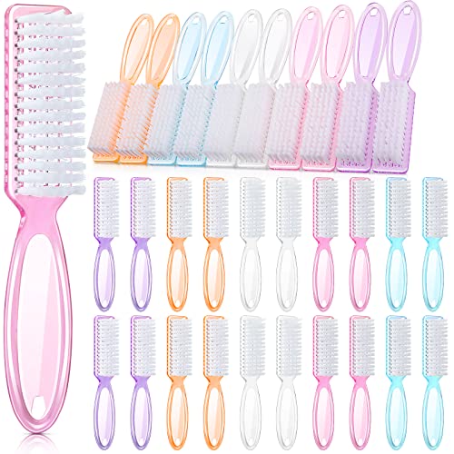 Patelai 30 Pcs Nail Scrubber Brushes, Clear Handle Grip Cleaning Brush