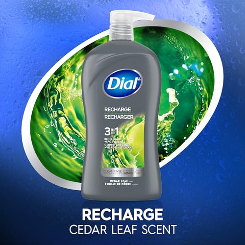 Dial Men 3-in-1 Body, Hair & Face Wash - Recharge Scent, 32 Fl Oz