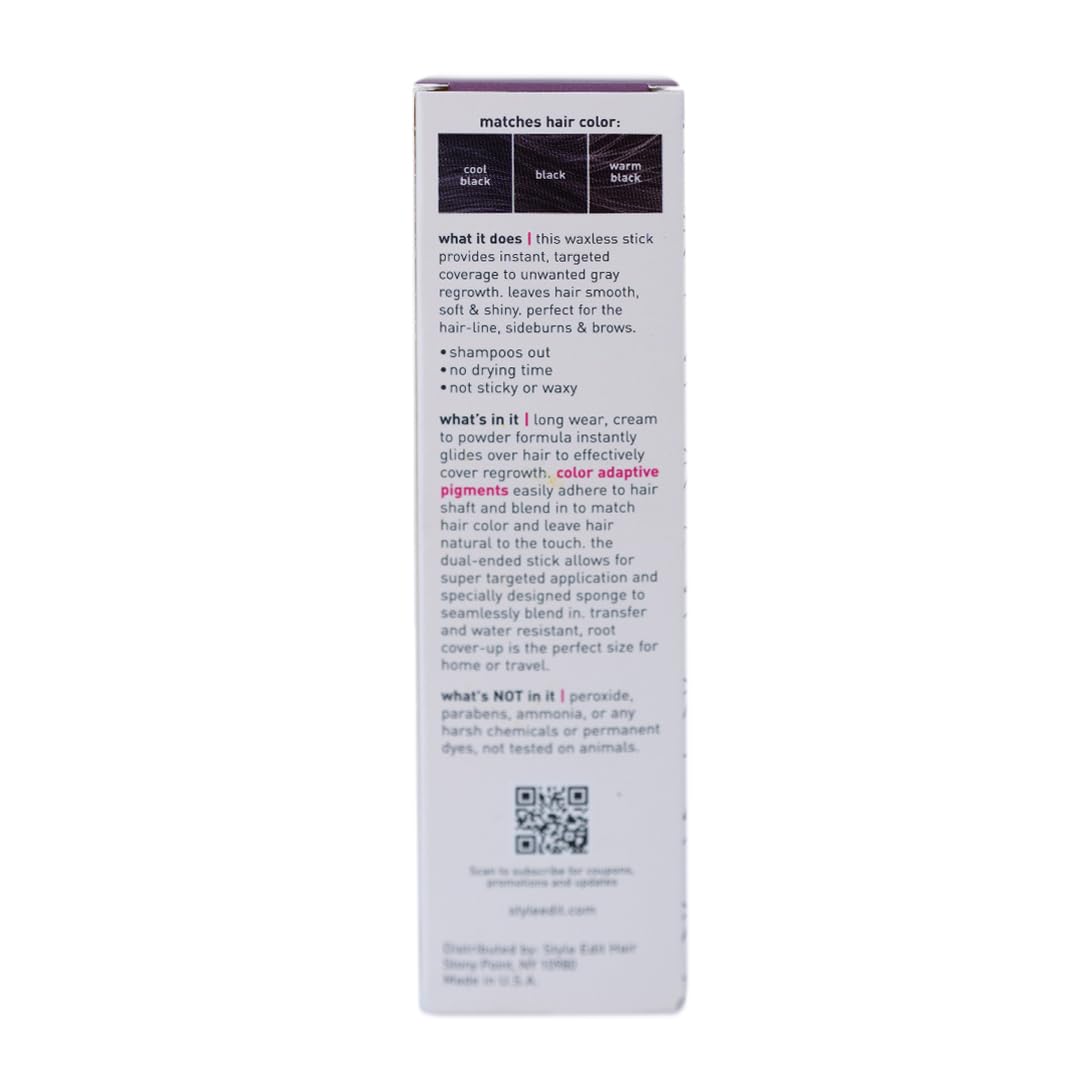 Root Touch Up Stick - Temporary Hair Color for Gray Roots & Thinning Hair - Salon-Quality, Transfer-Resistant | Black, 0.11 oz