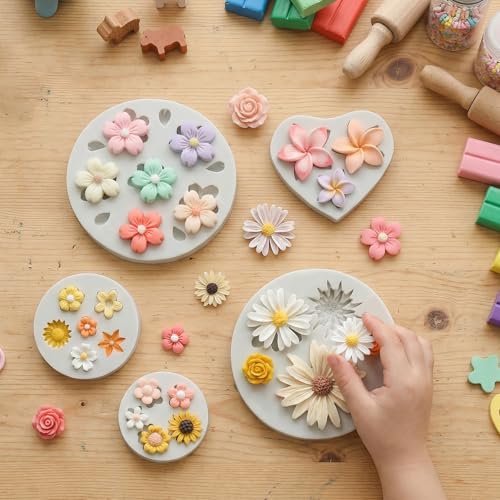 5 Pcs Flower Silicone Molds for Fondant, Chocolate & Crafts