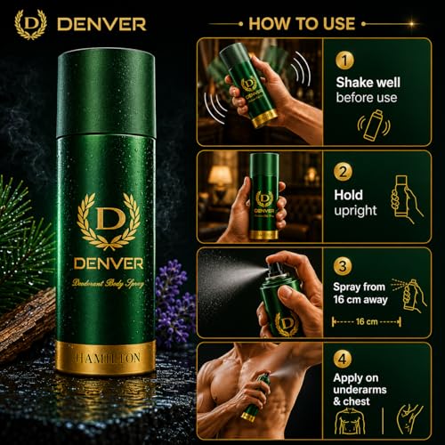 Denver Hamilton Deodorant Body Spray for Men - 2 Pack, 5.0 Fl Oz Each, Long-Lasting Scent & Odor Protection