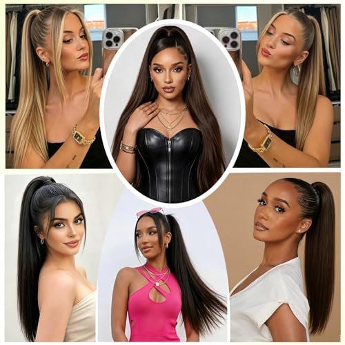 24 Inch Straight Drawstring Ponytail Extension - YVQJLLS #6