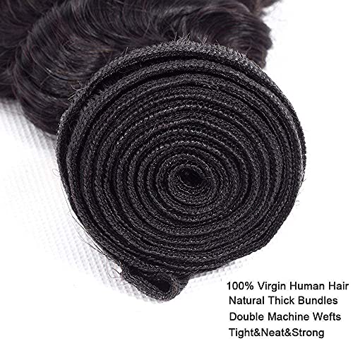ZevPiul Black #1B Deep Wave Human Hair Bundles 14 Inch 12A Brazilian Wet & Wavy