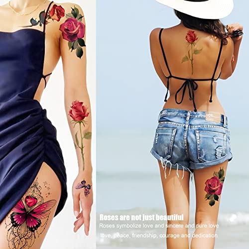 Rose 2 Roarhowl Large Rose Temporary Tattoo Set for Women