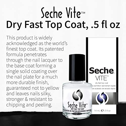 Seche Vite Dry Fast Top Coat ? Quick Dry Clear Nail Polish Top Coat for High Gloss Shine, Long-Lasting Manicure, Made in the USA, 0.5 fl oz