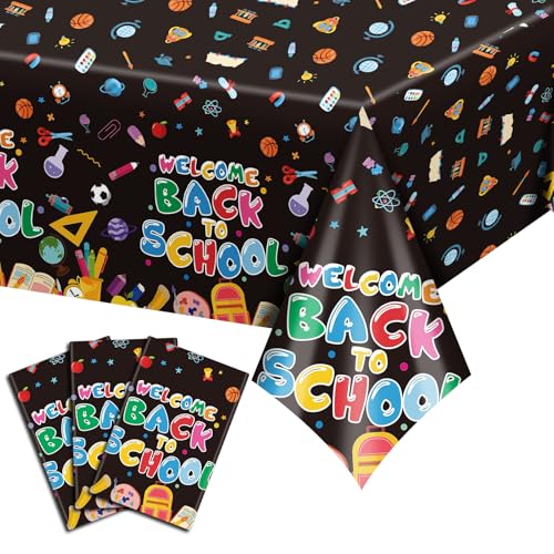 3-Pack Waterproof Back to School Tablecloths - 108x54 inches