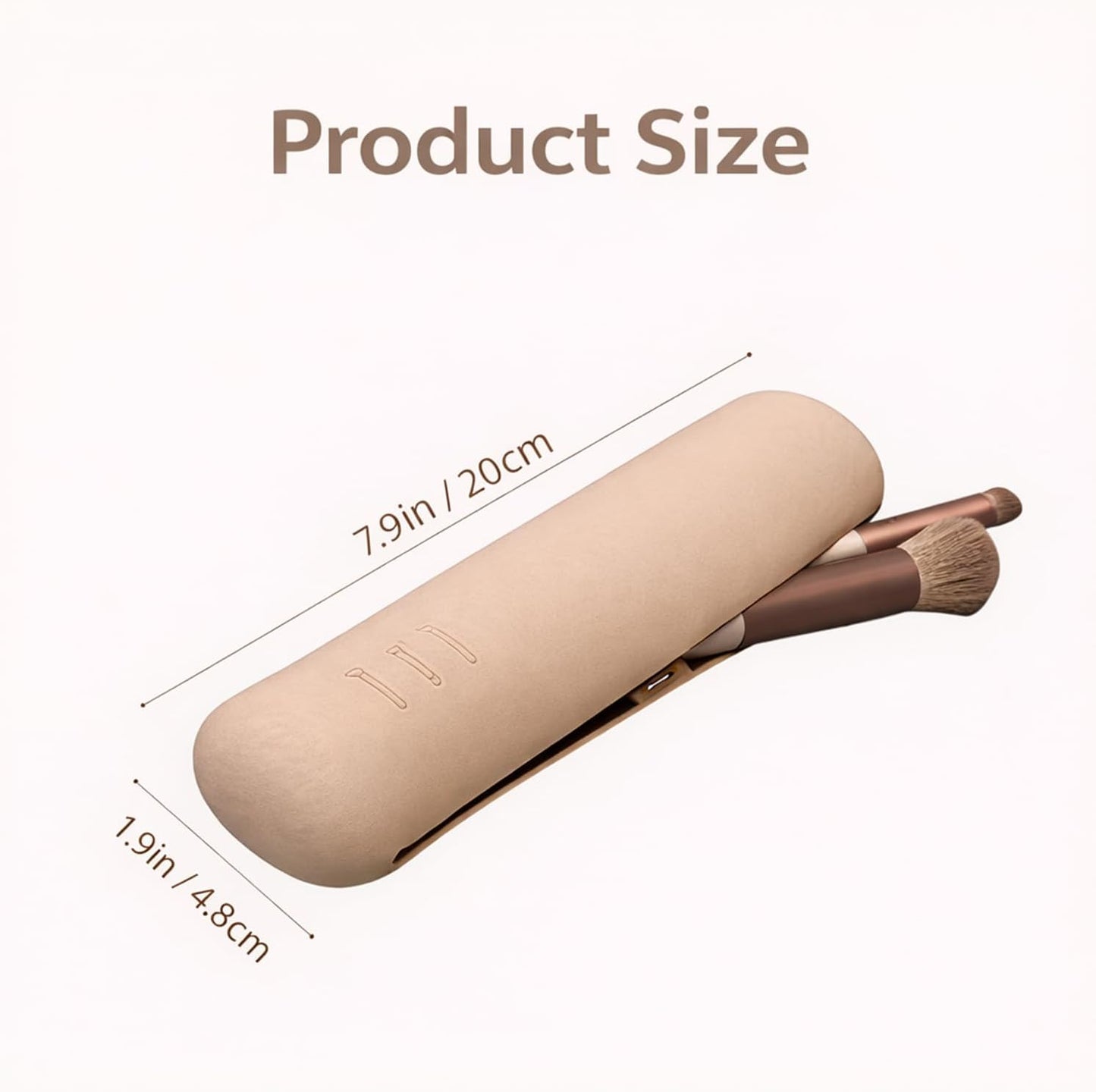 Silicone Makeup Brush Holder - Magnetic Closure Travel Bag with Built-In Cleaner | Portable Cosmetic Organizer - Khaki