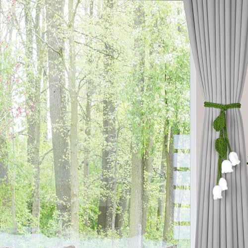 Boho Flower Curtain Tiebacks - 2 Pack No-Drill Holdbacks for Nursery & Bedroom