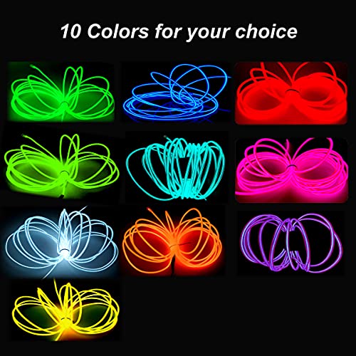 MaxLax 16.4ft Ice Blue EL Wire Neon Light Strip - Cuttable & Portable