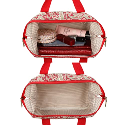 Cotton White Blue Flower Makeup Bag for Women Travel Cosmetic Organizer Waterproof