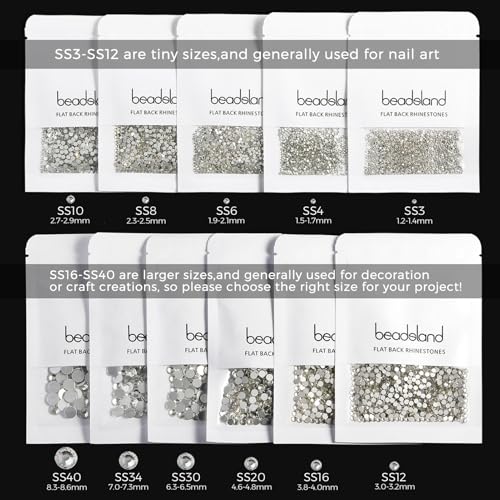 BEADSLAND Blue Opal Flat Back Crystal Rhinestones SS30, 288pcs Craft Jewelry