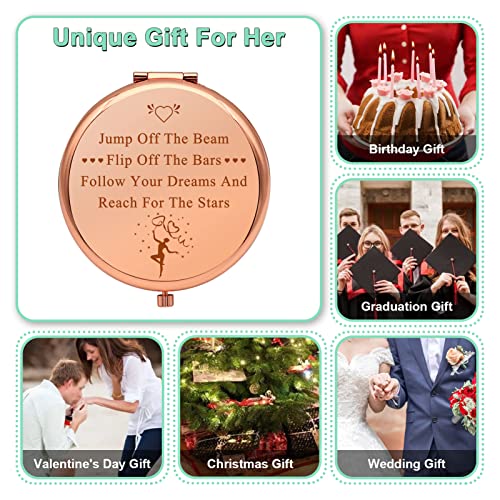 Rose Gold Compact Makeup Mirror for Gymnasts - Inspirational Gift