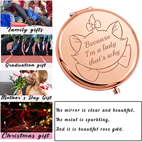 Cat Pocket Compact Makeup Mirror - 'Because I'm a Lady' Gift for Cat Lovers