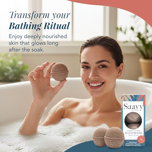 Saavy Naturals Organic Bath Bombs - Tahitian Vanilla Foaming Fizz Set