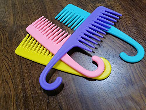 Ronchall 4-Pack Wide Teeth Combs with Hooks for Easy Detangling