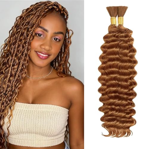 30 Inch Deep Wave Human Braiding Hair Extensions - Light Brown
