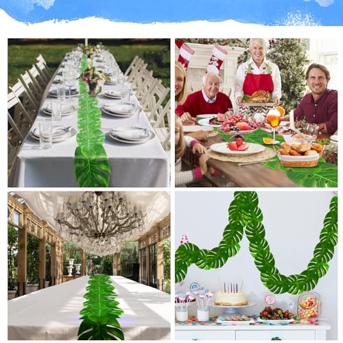 Artificial Palm Leaves Table Runners - 72 Inch, Set of 2 for Tropical Events