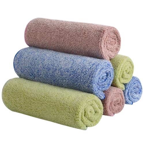 SINLAND Microfiber Face Washcloths - 12x12 Inch, 6 Pack, Highly Absorbent