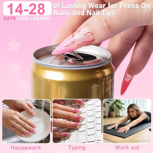 MEKK 24 Pcs Nail Glue for Press-Ons & Acrylic Tips, Super Strong & Fast-Drying