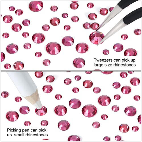 Hot Pink Rose Glass Rhinestones for Nails Crafts & Clothes - 4240PCS, 6 Sizes